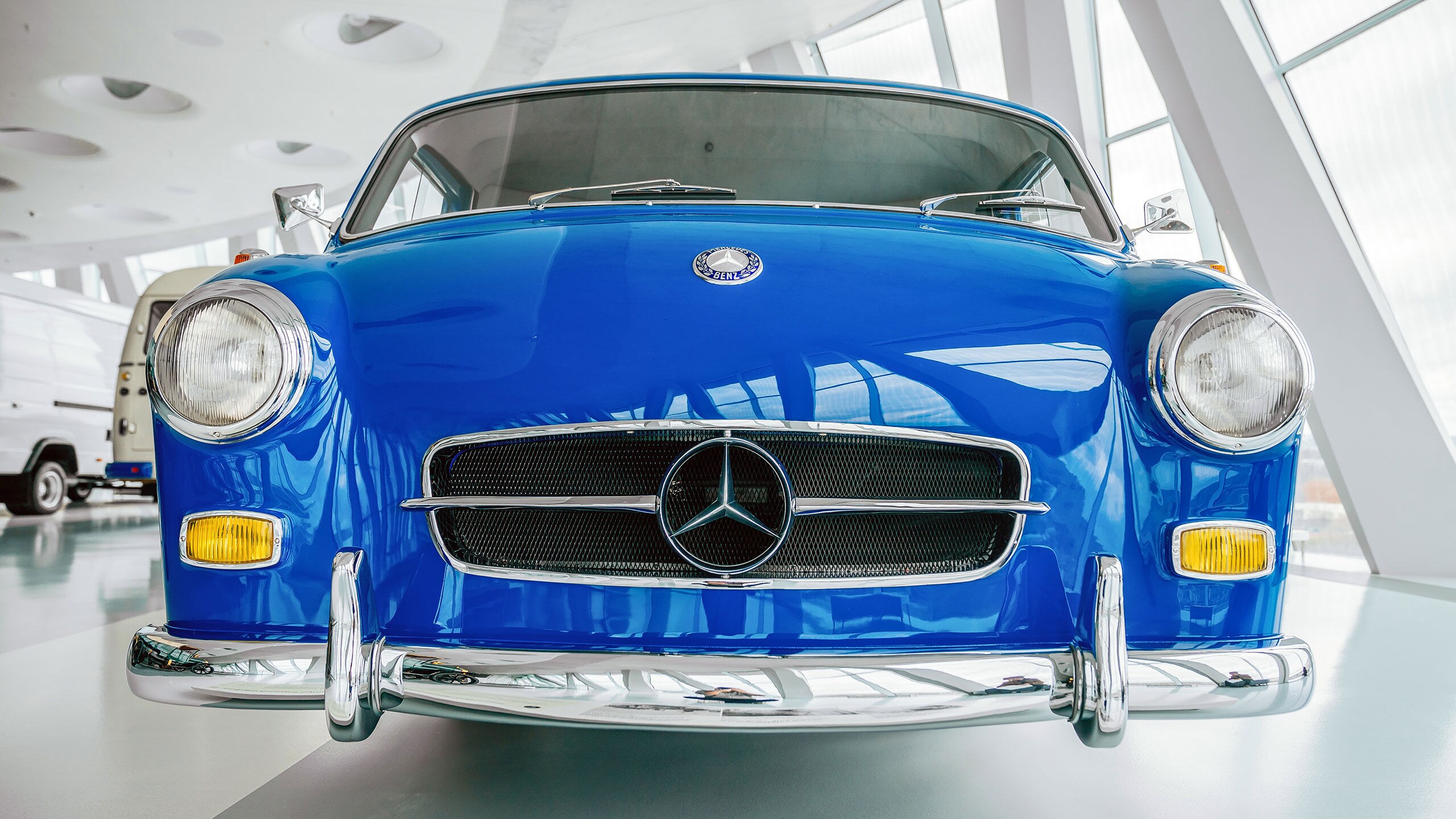 The Mercedes-Benz high-speed racing car transporter for the